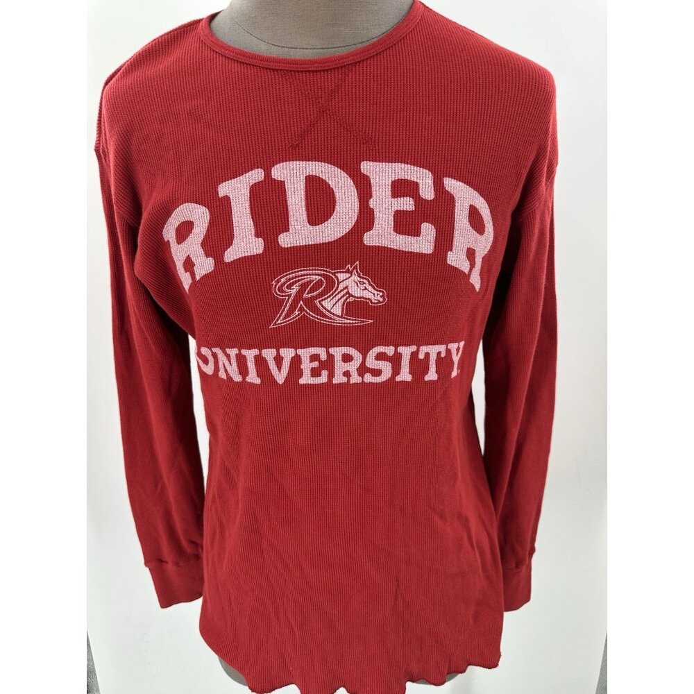 Rider University Broncs Men's Long Sleeve Red & White Thermal Tshirt Large